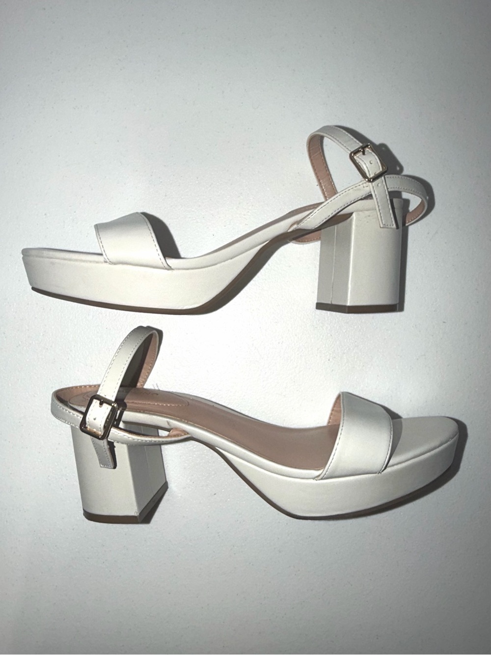 Women's White Block Heel Platform Sandals